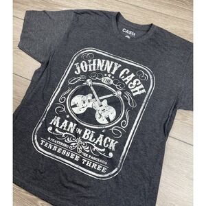 Johnny Cash Men's Man In Black Tennesse Three Graphic T Shirt Grey Size XL